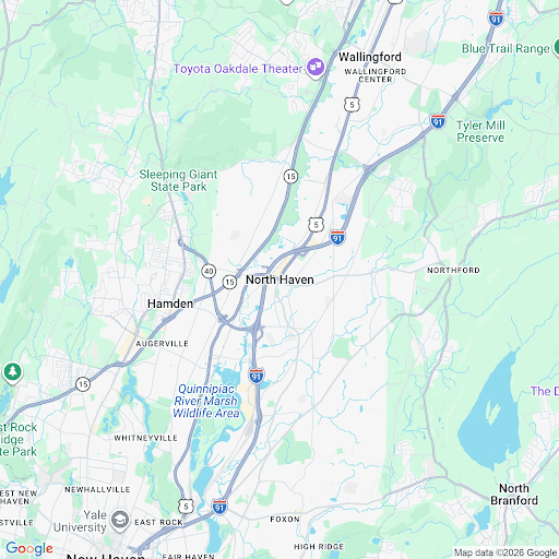 Map centered on North Haven, Connecticut